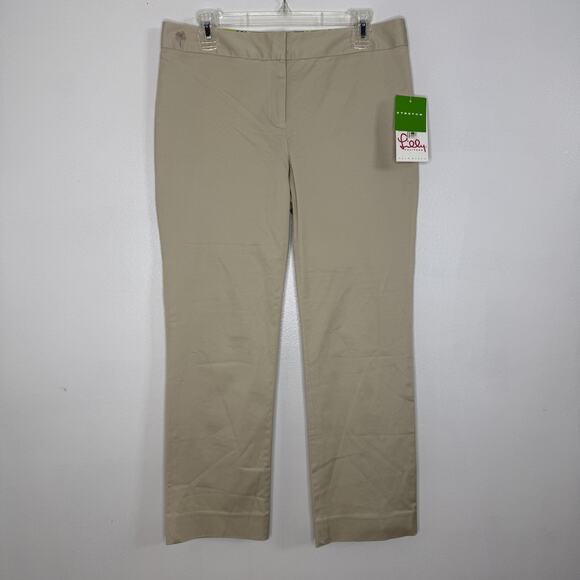 Lilly Pulitzer Pants Women 8 Sand Tippi Crop Solid Stretch Chino Capri Khaki NEW - Picture 1 of 7